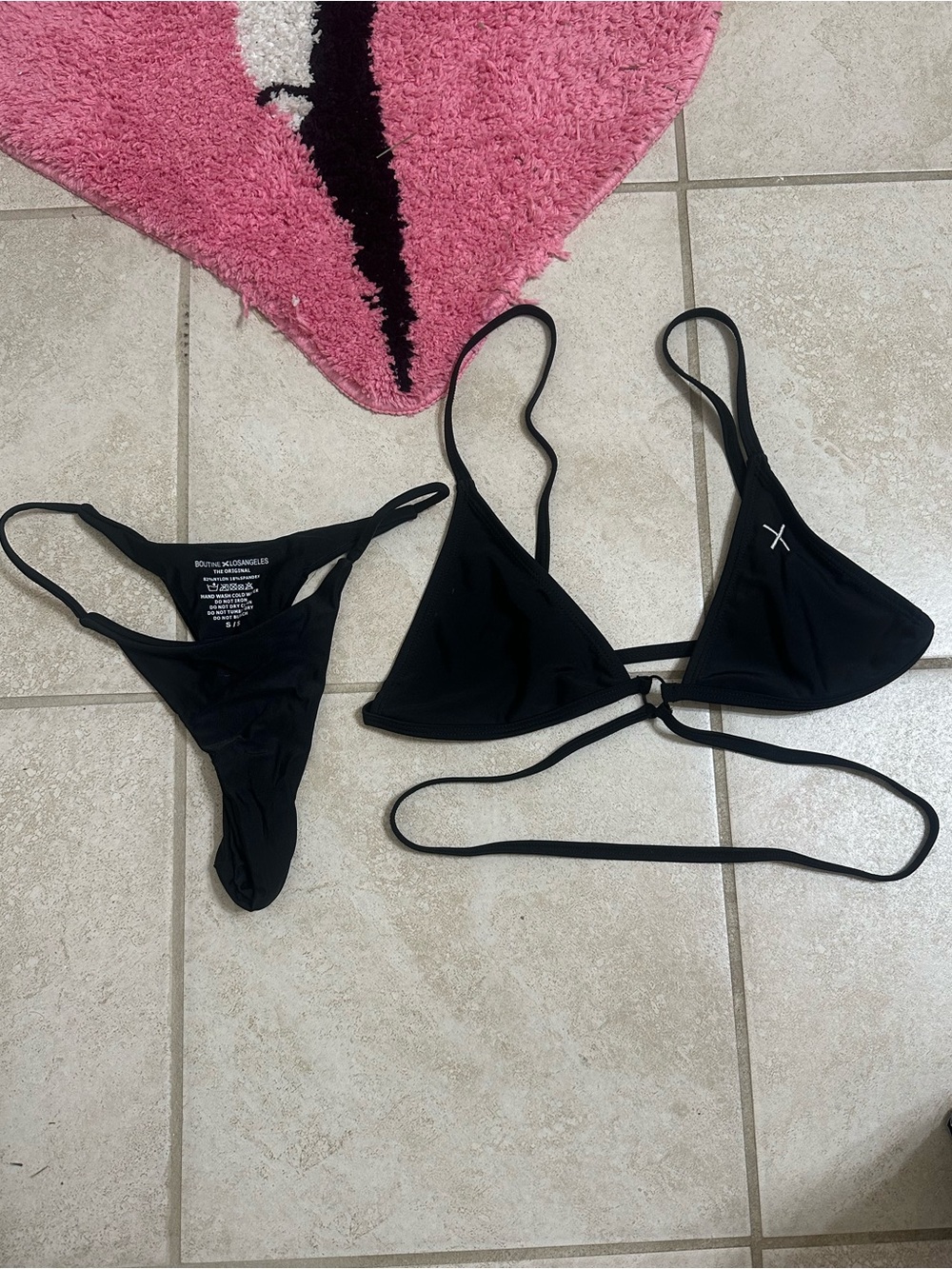 Boutine LA Black Triangle String Bikini Set